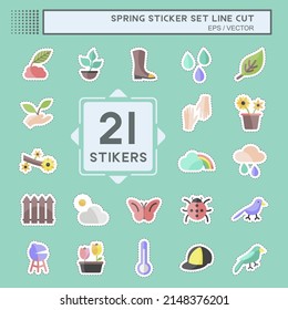 Spring Sticker line cut Set. suitable for Spring symbol. simple design editable. design template vector. simple symbol illustration