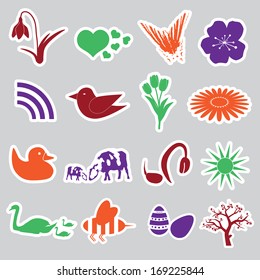 spring stickers set eps10