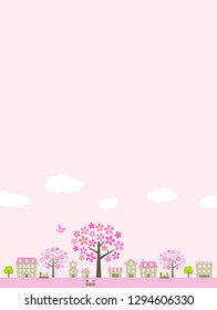 Spring streets and big cherry tree