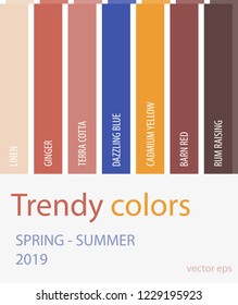 Spring - Summer 2019 Color trends. Fashion Colours isolated on white background.