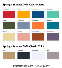 Spring / Summer 2020 Palette Example. Future Color Trend Forecast. Vector illustration
