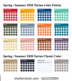 Spring / Summer 2020 Tartan  Seamless Pattern  Palette Example. Future Plaid  Color Trend Tiles Forecast.   Vector Illustration for Wallpapers. 