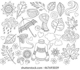 Spring, summer or autumn vector banners. Vector illustration. Autumn doodle background