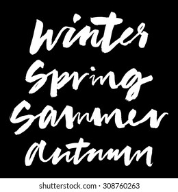 Spring, summer, autumn, winter. Calligraphy.