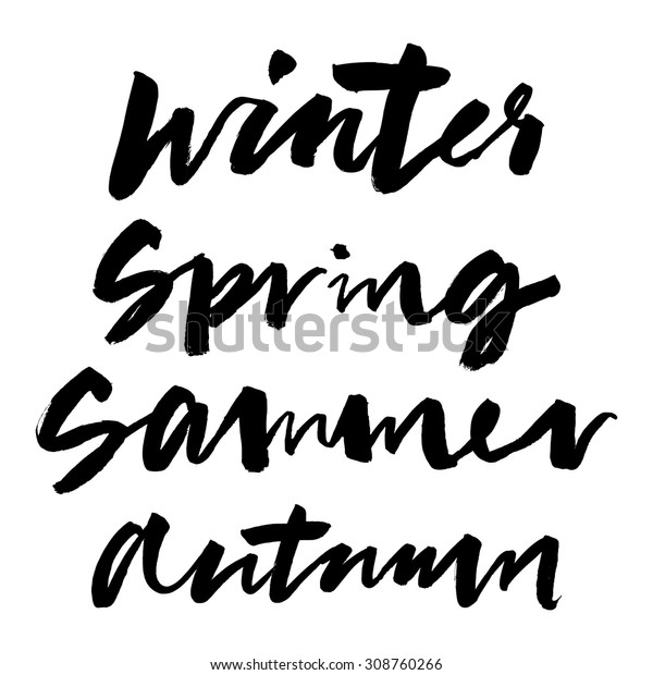 Spring Summer Autumn Winter Calligraphy Stock Vector (Royalty Free ...