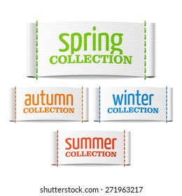 Spring, summer, autumn and winter collection labels. Vector.