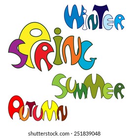 Spring Summer Autumn Winter Design Text Stock Vector (Royalty Free ...
