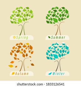 Invierno de otoño de primavera - Ilustración de vectores de árbol de cuatro estaciones