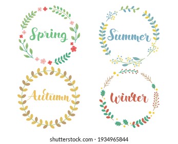 spring summer autumn winter. hand lettering vector colorful logo set.