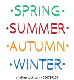 Spring Summer Autumn Winter hand drawn vector scribble icon symbol illustration black lines  