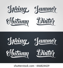 Spring Summer Autumn Winter hand lettering. Handmade vector calligraphy collection. Four seasons set