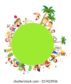 Spring, summer, autumn and winter - happy kids