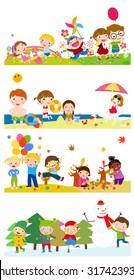 Spring, summer, autumn and winter - happy kids