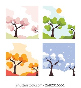 spring, summer, autumn, winter illustrations