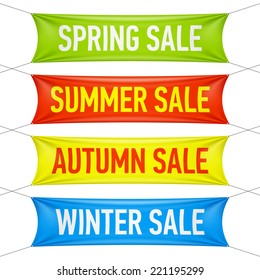 Spring, summer, autumn, winter sale banners. Vector.