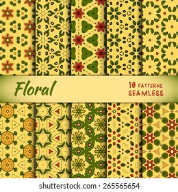 Spring summer backdrops collection. Floral seamless patterns. Eps 10 vector illustration.