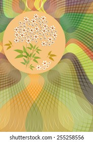 Spring or summer background with abstract pattern and bouquet. For use on greeting card, on wrap, on leaflet