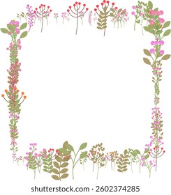 Spring and summer Background arrangements with small flower. Botanical illustration minimal style
