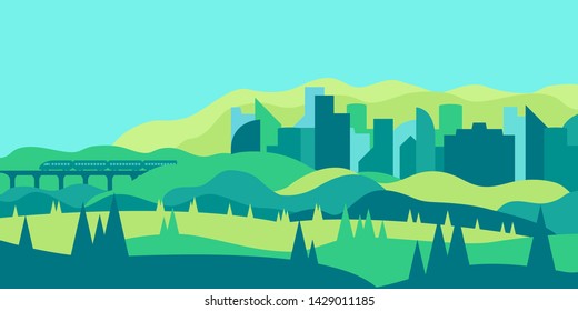 Spring and summer background with copy space for text. Vector illustration in trendy flat simple style