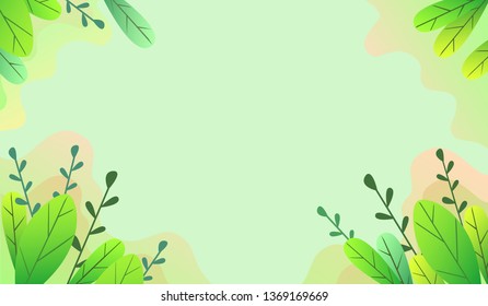 Spring or summer background  with decorative leaves. Vector illustration for poster, card, banner.