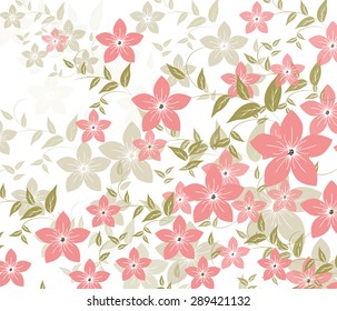 Spring Summer background with flowers ornament. Vector