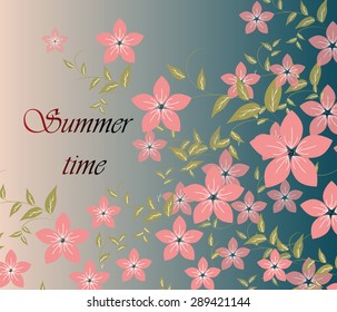 Spring Summer background with flowers. Vector
