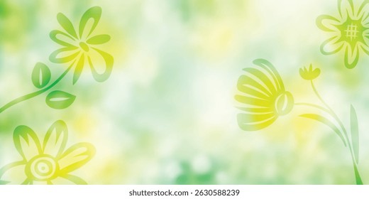 Spring, summer background, soft tones, painted flowers and grass, flowering meadow, open space