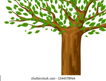 Spring or summer background with stylized trees. Natural illustration.