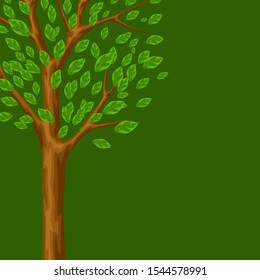 Spring or summer background with stylized trees. Natural illustration.