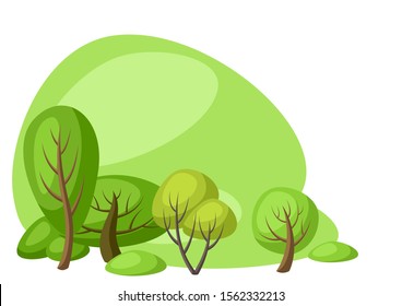 Spring or summer background with stylized trees. Natural illustration.