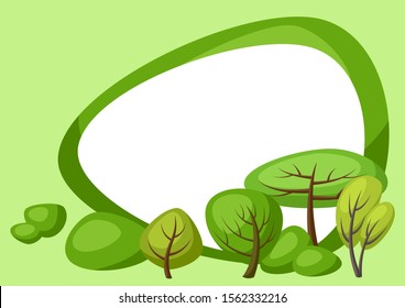 Spring or summer background with stylized trees. Natural illustration.