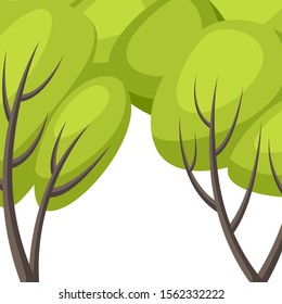 Spring or summer background with stylized trees. Natural illustration.