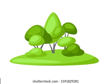 Spring or summer background with stylized trees. Natural illustration.