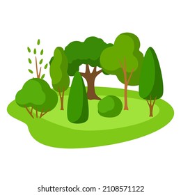 Spring or summer background with stylized trees.