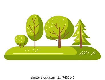 Spring or summer background with stylized trees.