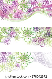 Spring or summer border.Cherry Flowers or Apple Flowers  in abstract composition of lines and gradient.Use as border, frame, template, screensaver, cover, artwork, background. Vector illustration