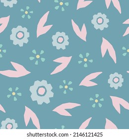 Spring summer botanical seamless pattern. Simple  shape flowers. Abstract vector illustration for printing, decoration, textile, branding design