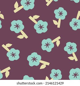 Spring summer botanical seamless pattern. Simple  shape flowers. Abstract vector illustration for printing, decoration, textile, branding design