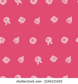 Frühjahr Sommer botanische nahtlose Muster. Einfache Blumen in Form von Formen. Abstrakte Vektorgrafik für Druck, Dekoration, Textilien, Branding-Design