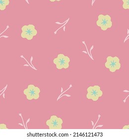 Spring summer botanical seamless pattern. Simple  shape flowers. Abstract vector illustration for printing, decoration, textile, branding design