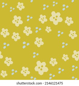Spring summer botanical seamless pattern. Simple  shape flowers. Abstract vector illustration for printing, decoration, textile, branding design