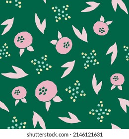 Spring summer botanical seamless pattern. Simple  shape flowers. Abstract vector illustration for printing, decoration, textile, branding design