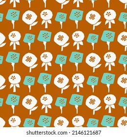 Spring summer botanical seamless pattern. Simple  shape flowers. Abstract vector illustration for printing, decoration, textile, branding design