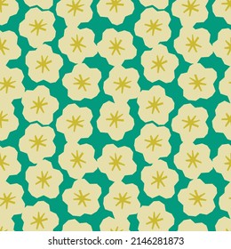 Spring summer botanical seamless pattern. Simple  shape flowers. Abstract vector illustration for printing, decoration, textile, branding design