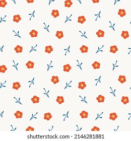 Spring summer botanical seamless pattern. Simple  shape flowers. Abstract vector illustration for printing, decoration, textile, branding design
