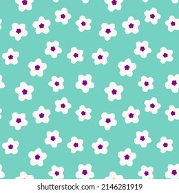 Spring summer botanical seamless pattern. Simple  shape flowers. Abstract vector illustration for printing, decoration, textile, branding design