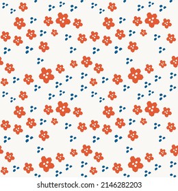 Patrón botánico sin soldadura de verano de primavera. Flores de forma simple. Ilustración vectorial abstracta para impresión, decoración, textil, diseño de marca