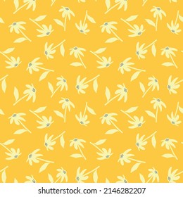 Patrón botánico sin soldadura de verano de primavera. Flores de forma simple. Ilustración vectorial abstracta para impresión, decoración, textil, diseño de marca