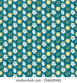Spring summer botanical seamless pattern. Simple  shape flowers. Abstract vector illustration for printing, decoration, textile, branding design