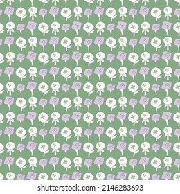 Spring summer botanical seamless pattern. Simple  shape flowers. Abstract vector illustration for printing, decoration, textile, branding design